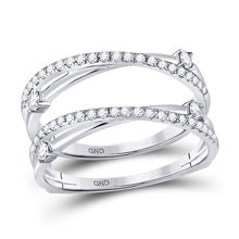  14k White Gold Womens Round Diamond Wedding Wrap Ring Guard Enhancer 3/8 Cttw