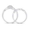10k White Gold Baguette Diamond Bridal Wedding Ring Band Set 1/5 Cttw
