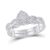 10k White Gold Baguette Diamond Bridal Wedding Ring Band Set 1/5 Cttw