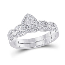  10k White Gold Baguette Diamond Bridal Wedding Ring Band Set 1/5 Cttw