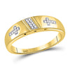 10k Yellow Gold His Hers Diamond Cross Matching Wedding Set 1/12 Cttw