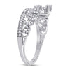 10k White Gold Womens Round Diamond Heart Crown Ring 1/4 Cttw