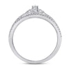 10k White Gold Womens Round Diamond Heart Crown Ring 1/4 Cttw