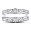 14k White Gold Womens Round Diamond Wrap Ring Guard Enhancer 1/3 Cttw