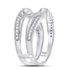 14k White Gold Womens Round Diamond Wrap Ring Guard Enhancer 1/3 Cttw