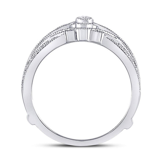 14k White Gold Womens Round Diamond Wrap Ring Guard Enhancer 1/3 Cttw