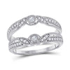 14k White Gold Womens Round Diamond Wrap Ring Guard Enhancer 1/3 Cttw