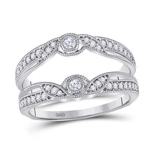  14k White Gold Womens Round Diamond Wrap Ring Guard Enhancer 1/3 Cttw