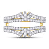 14k Yellow Gold Womens Round Diamond Wrap Ring Guard Enhancer 7/8 Cttw