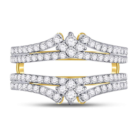 14k Yellow Gold Womens Round Diamond Wrap Ring Guard Enhancer 7/8 Cttw