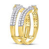14k Yellow Gold Womens Round Diamond Wrap Ring Guard Enhancer 7/8 Cttw