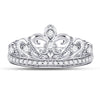 10k White Gold Womens Round Diamond Fleur-de-lis Crown Ring 1/3 Cttw