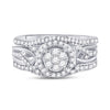 10k White Gold Round Diamond Bridal Wedding Ring Band Set 1/2 Cttw