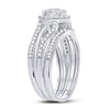 10k White Gold Round Diamond Bridal Wedding Ring Band Set 1/2 Cttw