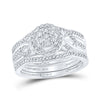 10k White Gold Round Diamond Bridal Wedding Ring Band Set 1/2 Cttw