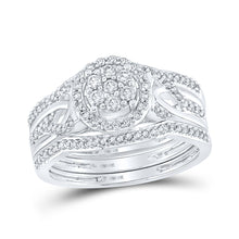  10k White Gold Round Diamond Bridal Wedding Ring Band Set 1/2 Cttw