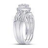 10k White Gold Round Diamond Cluster Bridal Wedding Ring Band Set 1/2 Cttw