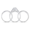 10k White Gold Round Diamond Cluster Bridal Wedding Ring Band Set 1/2 Cttw