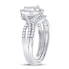 10k White Gold Round Diamond Teardrop Bridal Wedding Ring Band Set 1/2 Cttw