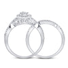 10k White Gold Round Diamond Teardrop Bridal Wedding Ring Band Set 1/2 Cttw