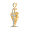 10k Yellow Gold Mens Round Diamond Ankh Wings Cross Charm Pendant 3/4 Cttw