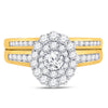 14k Yellow Gold Round Diamond Bridal Wedding Ring Band Set 1 Cttw