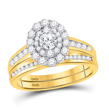  14k Yellow Gold Round Diamond Bridal Wedding Ring Band Set 1 Cttw