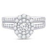 14k White Gold Round Diamond Bridal Wedding Ring Band Set 1 Cttw