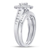 14k White Gold Round Diamond Bridal Wedding Ring Band Set 1 Cttw