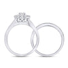 14k White Gold Round Diamond Bridal Wedding Ring Band Set 1 Cttw