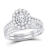 14k White Gold Round Diamond Bridal Wedding Ring Band Set 1 Cttw