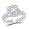 14k White Gold Round Diamond Bridal Wedding Ring Band Set 1 Cttw