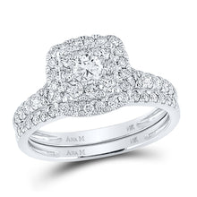  14k White Gold Round Diamond Bridal Wedding Ring Band Set 1 Cttw