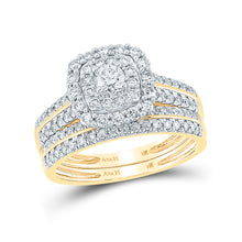  14k Yellow Gold Round Diamond Bridal Wedding Ring Band Set 1 Cttw