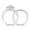 14k White Gold Round Diamond Halo Bridal Wedding Ring Band Set 1 Cttw
