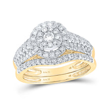  14k Yellow Gold Round Diamond Bridal Wedding Ring Band Set 1 Cttw