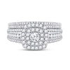 14k White Gold Round Diamond Square Halo Bridal Wedding Ring Band Set 1 Cttw