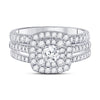 14k White Gold Round Diamond Bridal Wedding Ring Band Set 1-1/2 Cttw