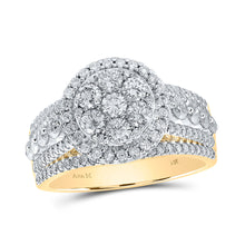  14k Yellow Gold Round Diamond Cluster Bridal Wedding Engagement Ring 2 Cttw