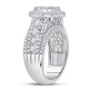 14k White Gold Round Diamond Cluster Bridal Wedding Engagement Ring 2 Cttw