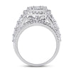 14k White Gold Round Diamond Cluster Bridal Wedding Engagement Ring 2 Cttw