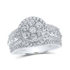 14k White Gold Round Diamond Cluster Bridal Wedding Engagement Ring 2 Cttw