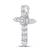 14k White Gold Womens Round Diamond Religious Cross Pendant 1/4 Cttw