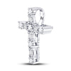 14k White Gold Womens Round Diamond Religious Cross Pendant 1/4 Cttw