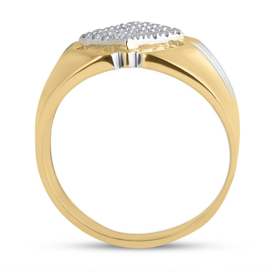 10k Two-tone Gold Mens Round Diamond Diagonal Square Cluster Ring 1/2 Cttw