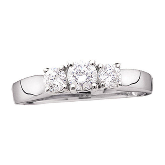 14k White Gold Round Diamond 3-stone Bridal Wedding Engagement Ring 1/4 Cttw