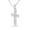 10k White Gold Womens Round Diamond Cross Pendant 1/12 Cttw
