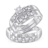 10k White Gold His Hers Round Diamond Solitaire Matching Wedding Set 1/6 Cttw