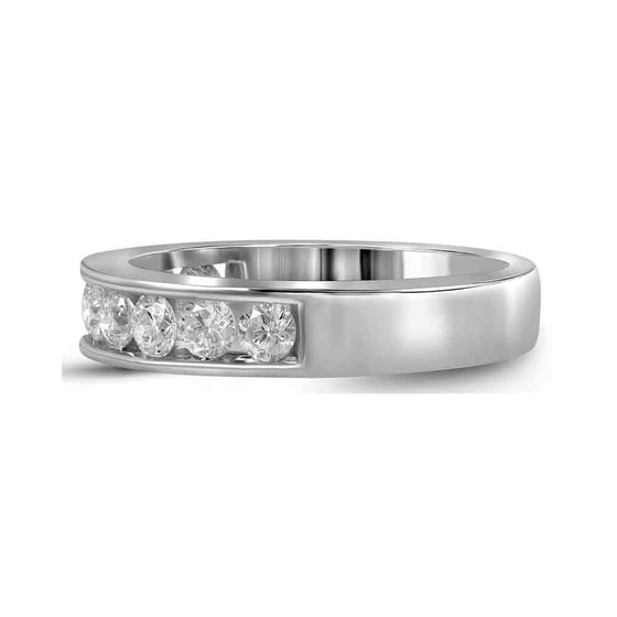 14k White Gold Womens Round Channel-set Diamond Single Row Wedding Band 1 Cttw