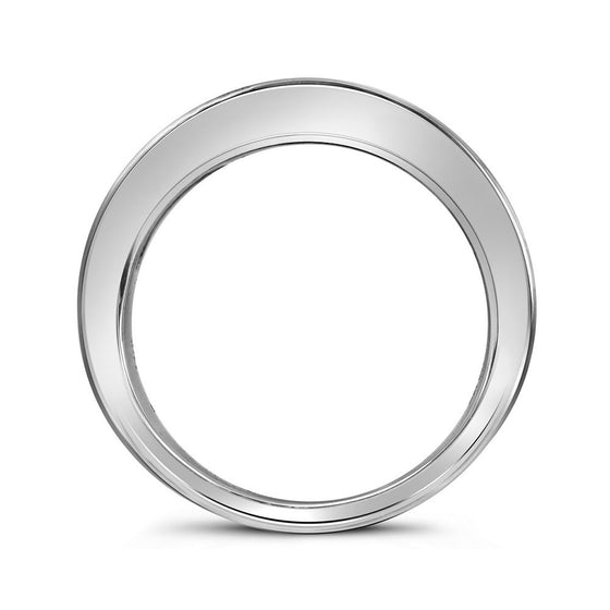 14k White Gold Womens Round Channel-set Diamond Single Row Wedding Band 1 Cttw